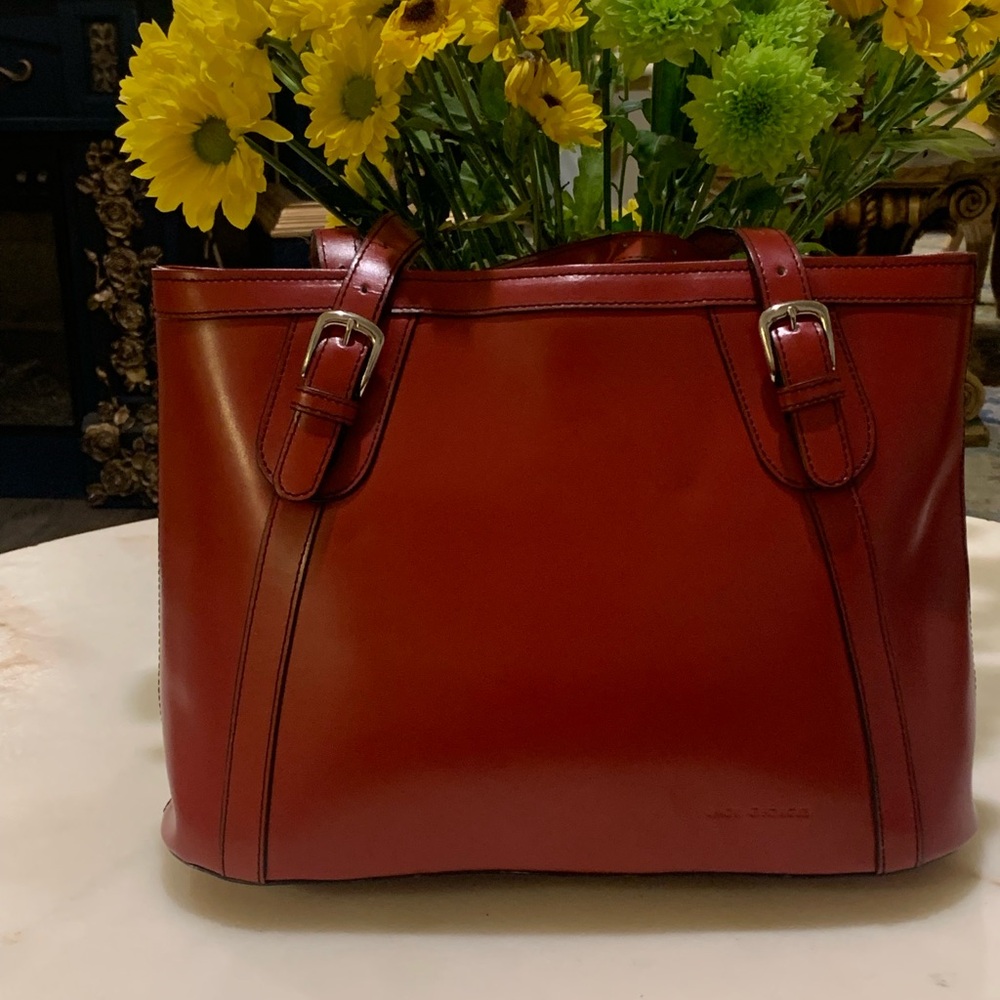 LIKE NEW Jack Georges Burgundy Leather Tote Bag